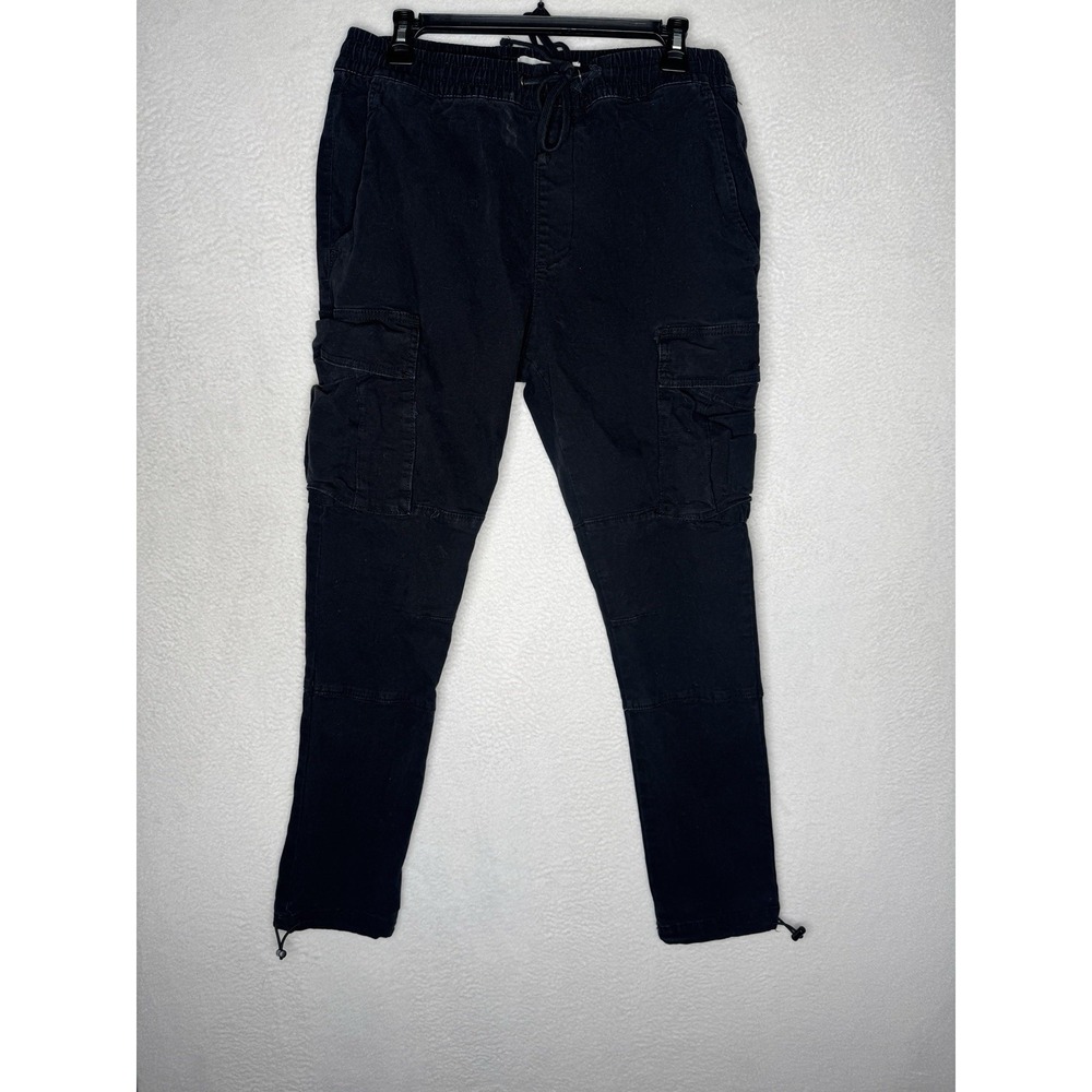 PacSun Cargo Jogger Pants Front Pockets Drawstring Size XL Black‎